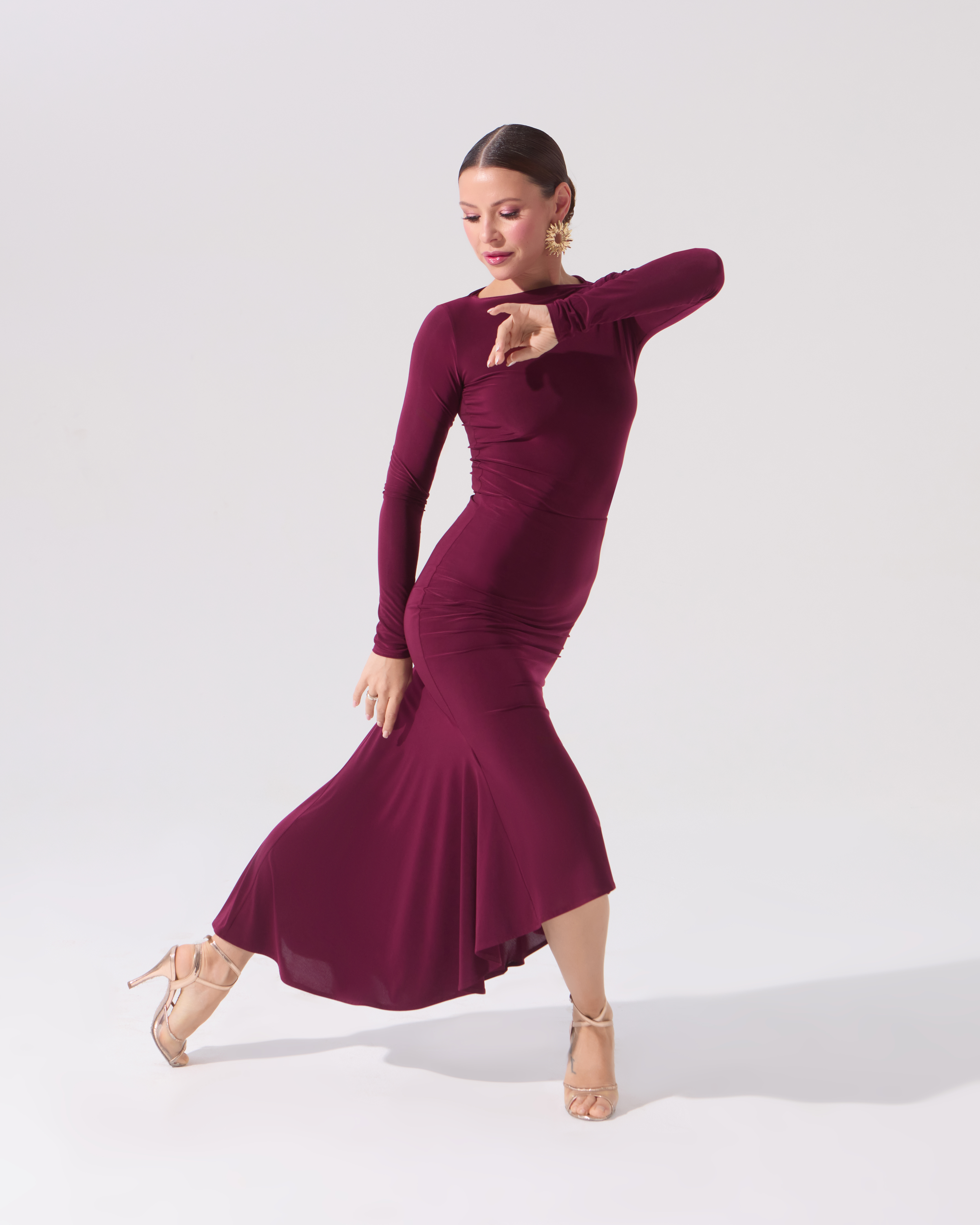 Блузка с вырезом "лодочка" (бургунди)