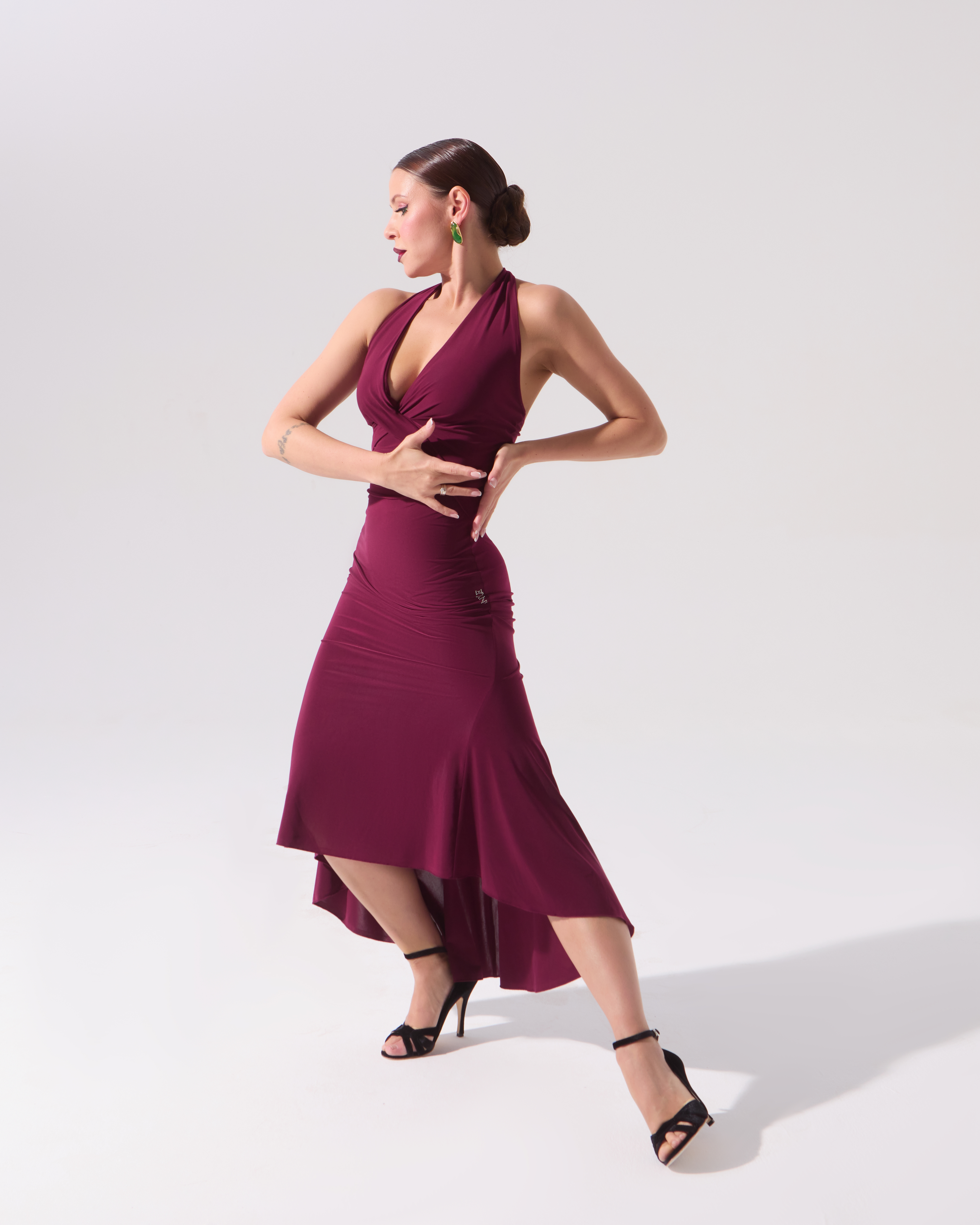 Платье для танго с перекрутом на груди (бургунди)