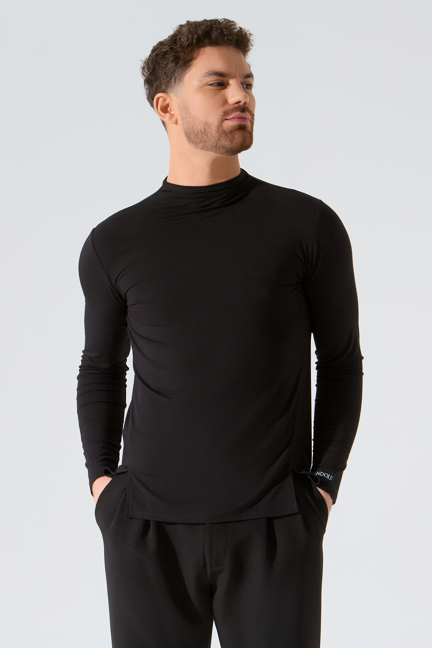 Водолазка мужская с разрезами (черный)