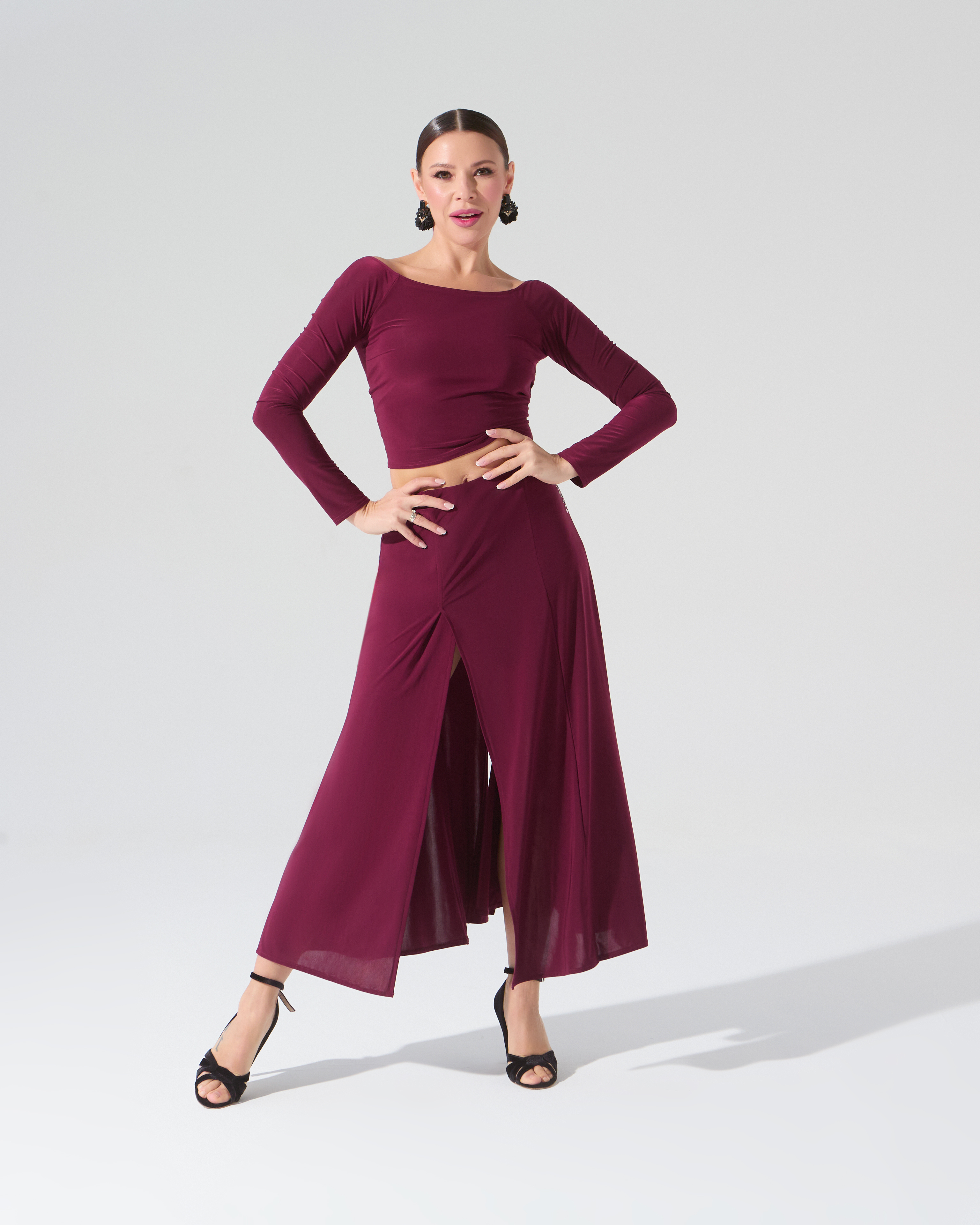 Юбка для танго со шлицей (бургунди)