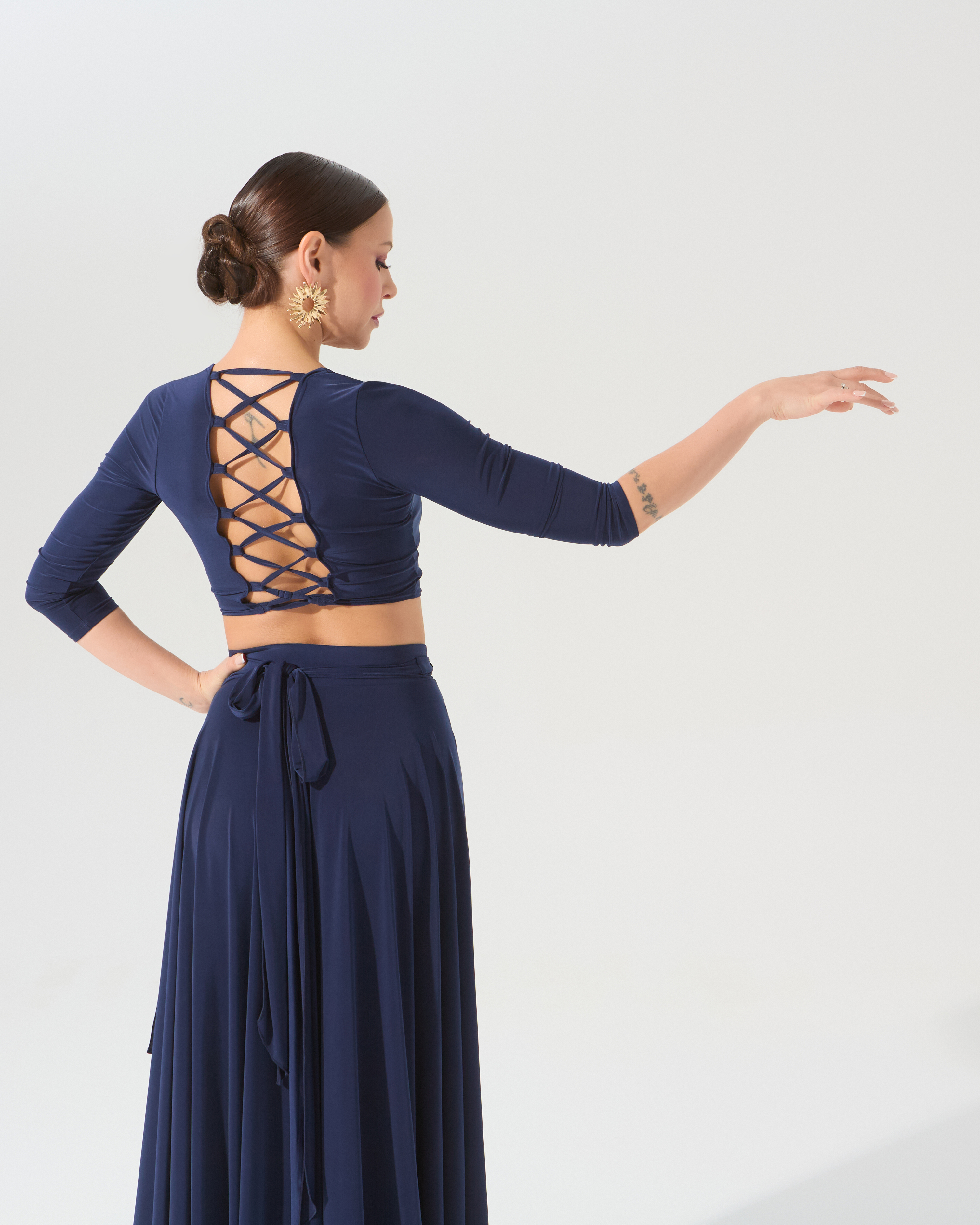 Топ со шнуровкой на спине (темно-синий)