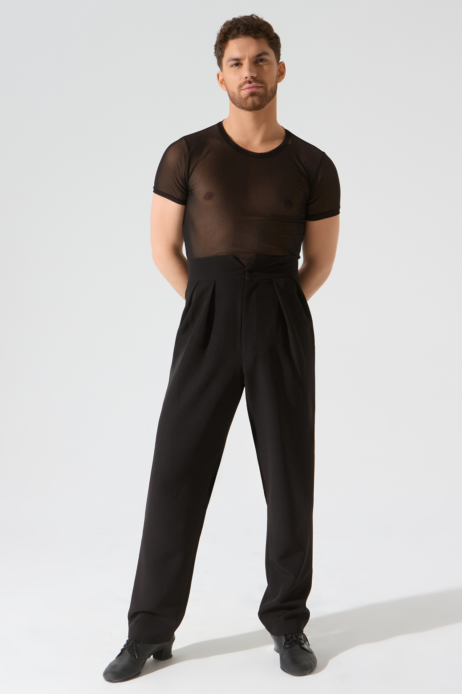 Брюки мужские с фигурным поясом (черный)