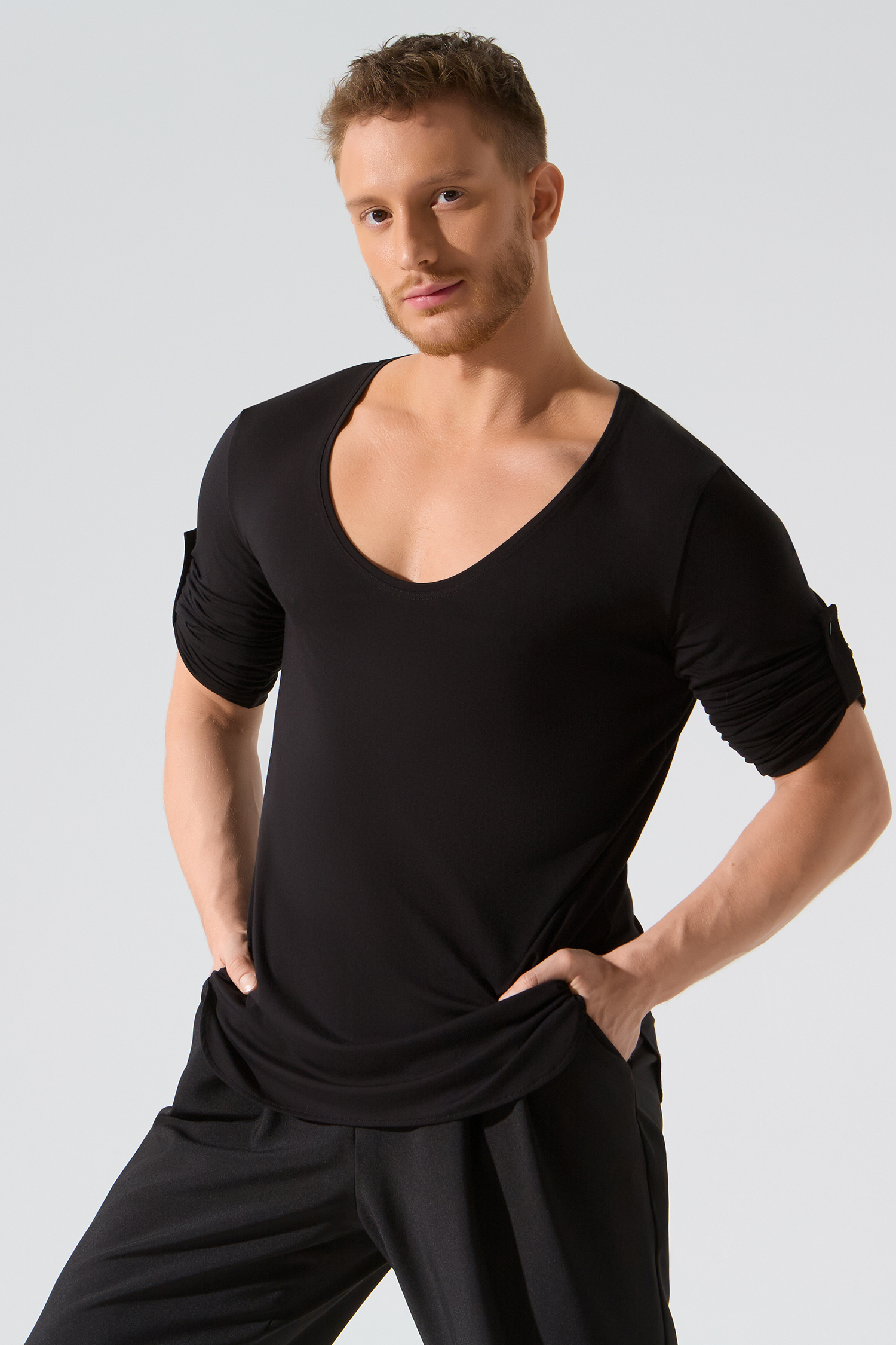 Лонгслив мужской с патами (черный)