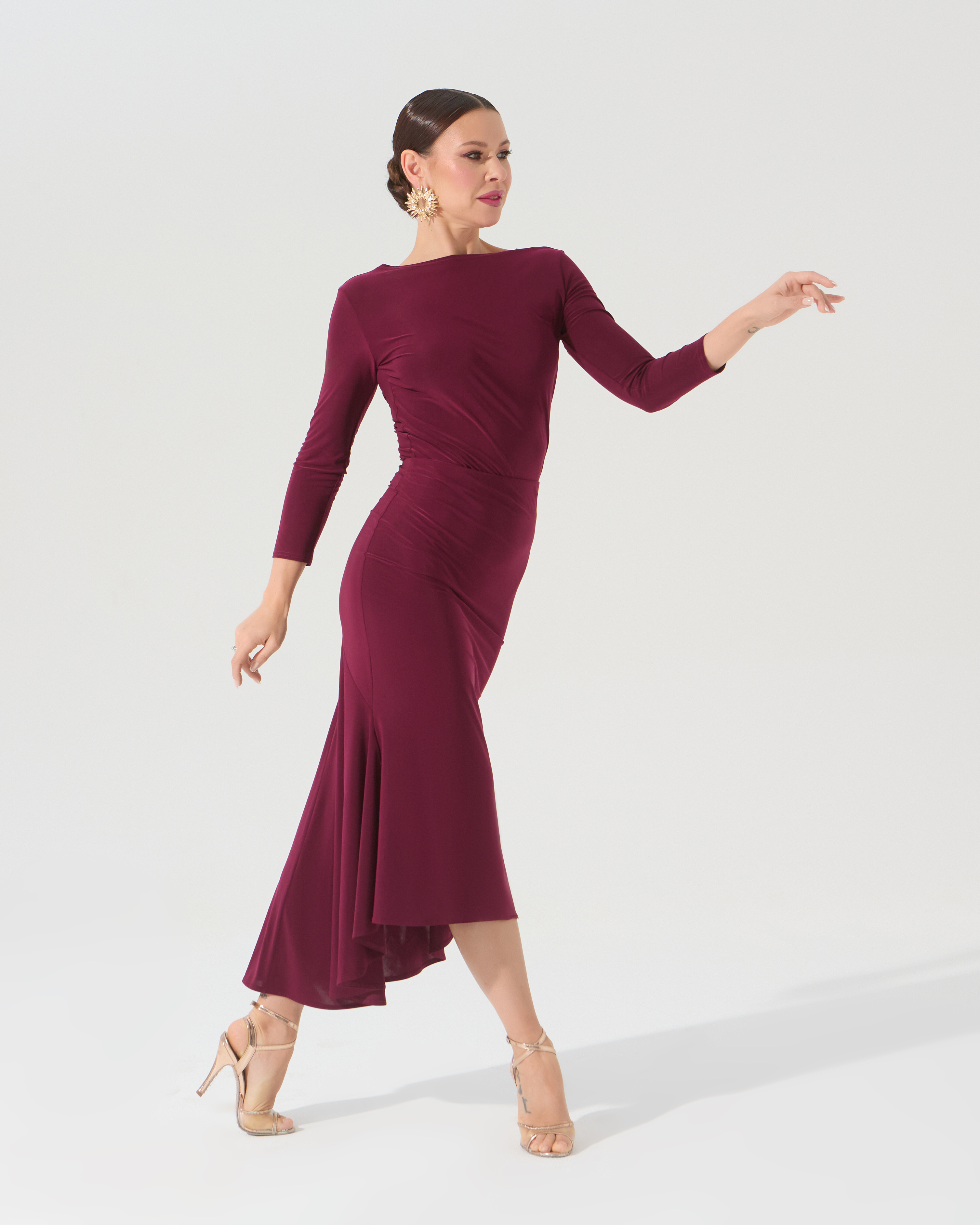 Юбка для танго с 2 клиньями (бургунди)