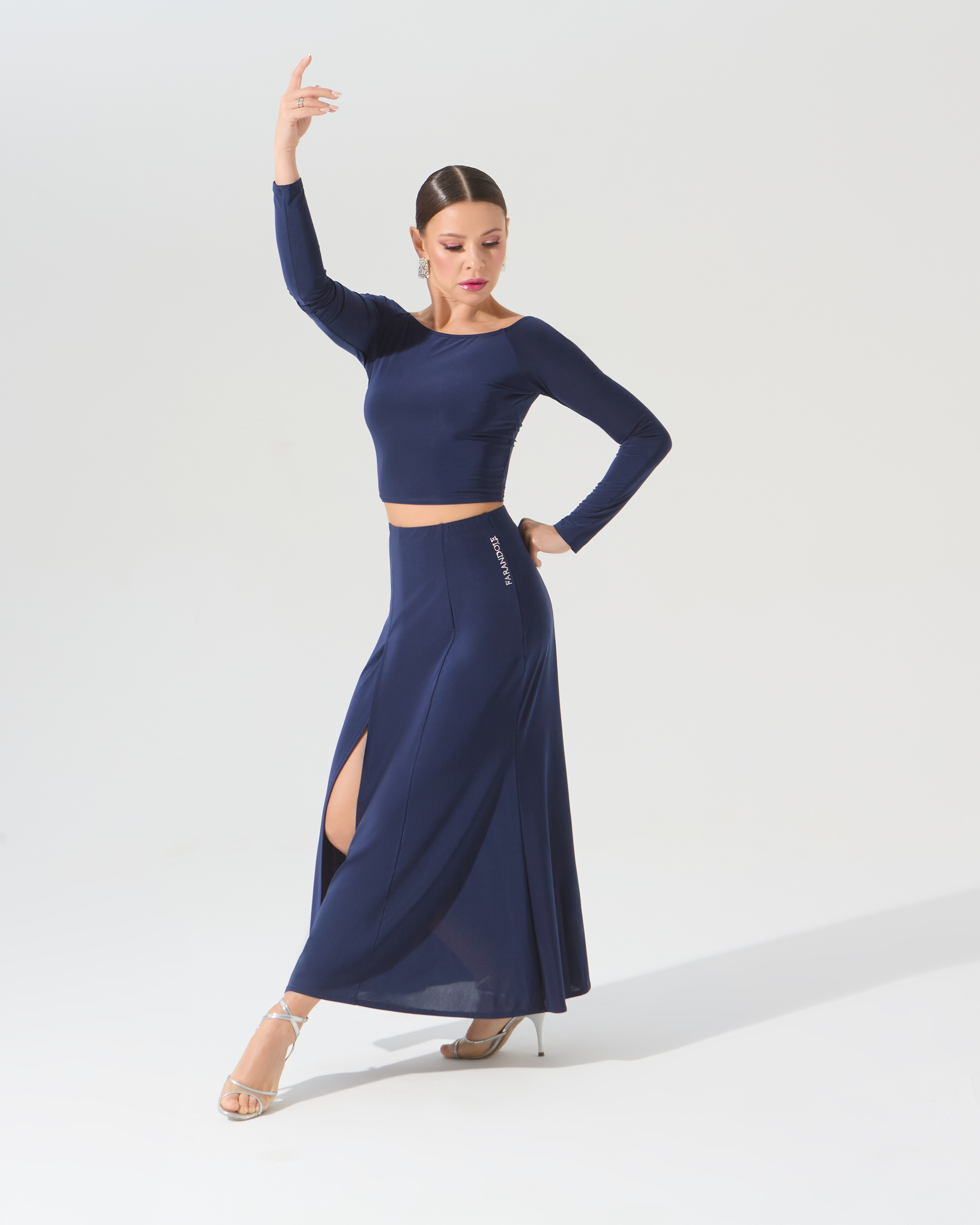 Юбка для танго со шлицей (темно-синий)