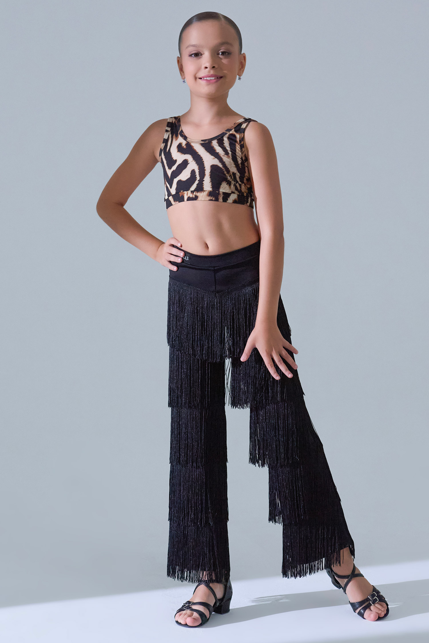 Брюки детские с бахромой (черный)