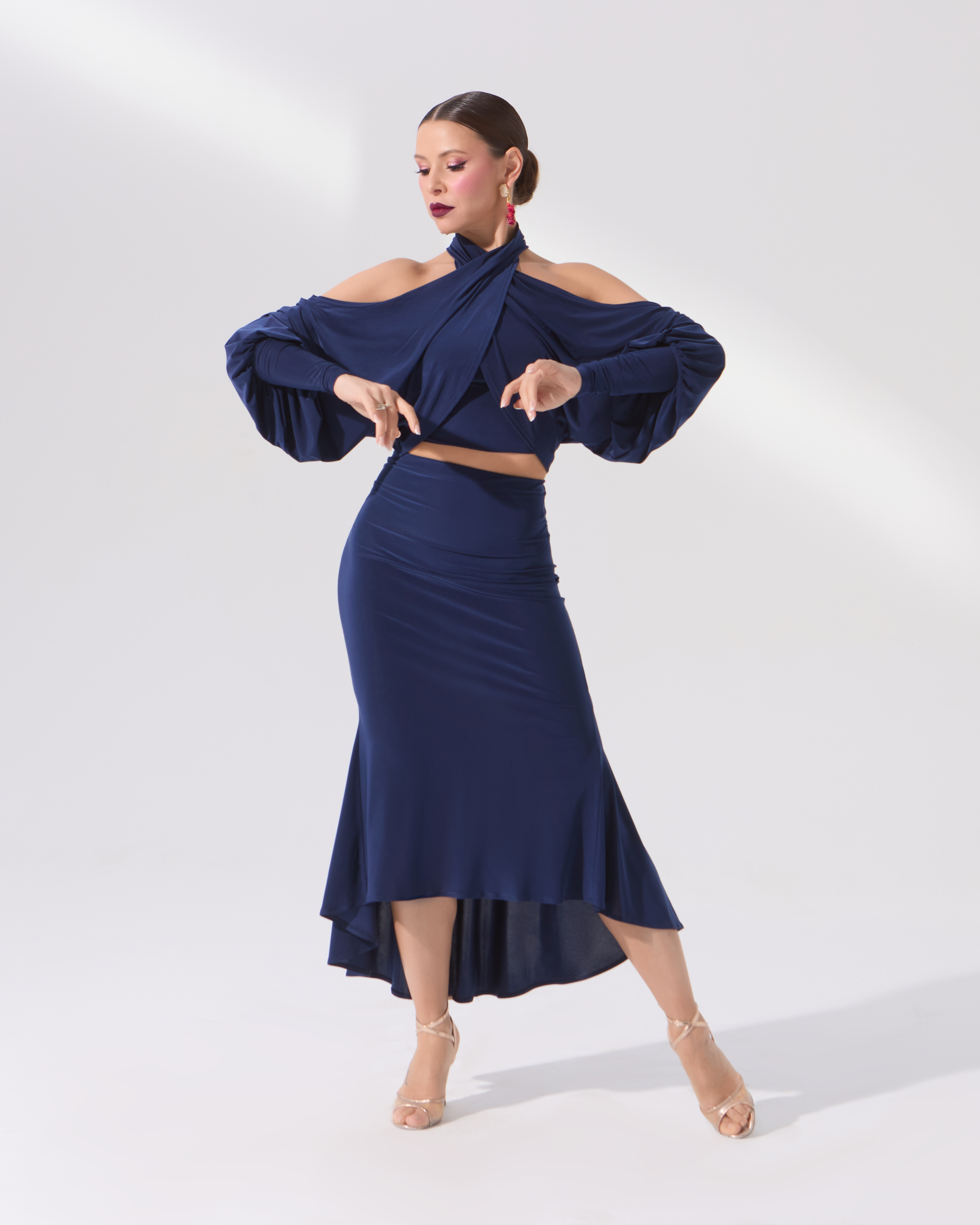 Юбка для танго с 2 клиньями (темно-синий)