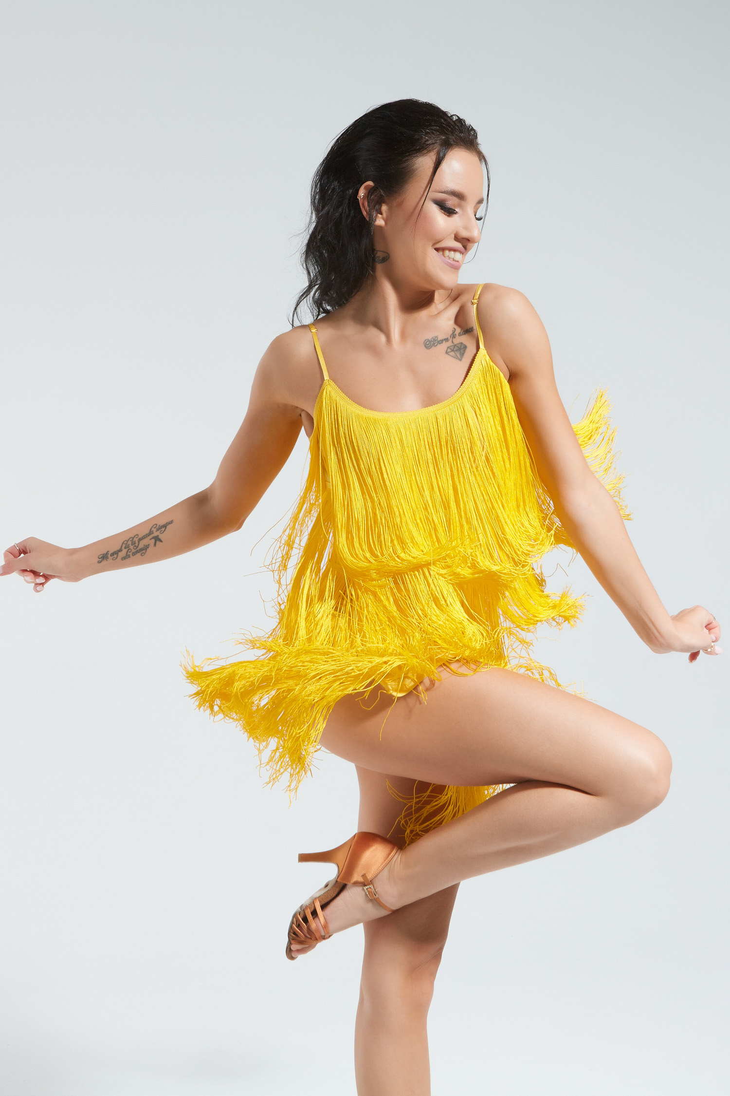 Платье мини с бахромой 30 см (желтый)